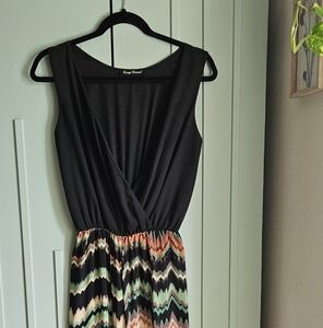 Chic Multicolor Chevron Maxi Dress